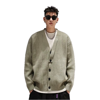 New Autumn Winter Retro Cardigan Mens Knitted Jacket Sweater