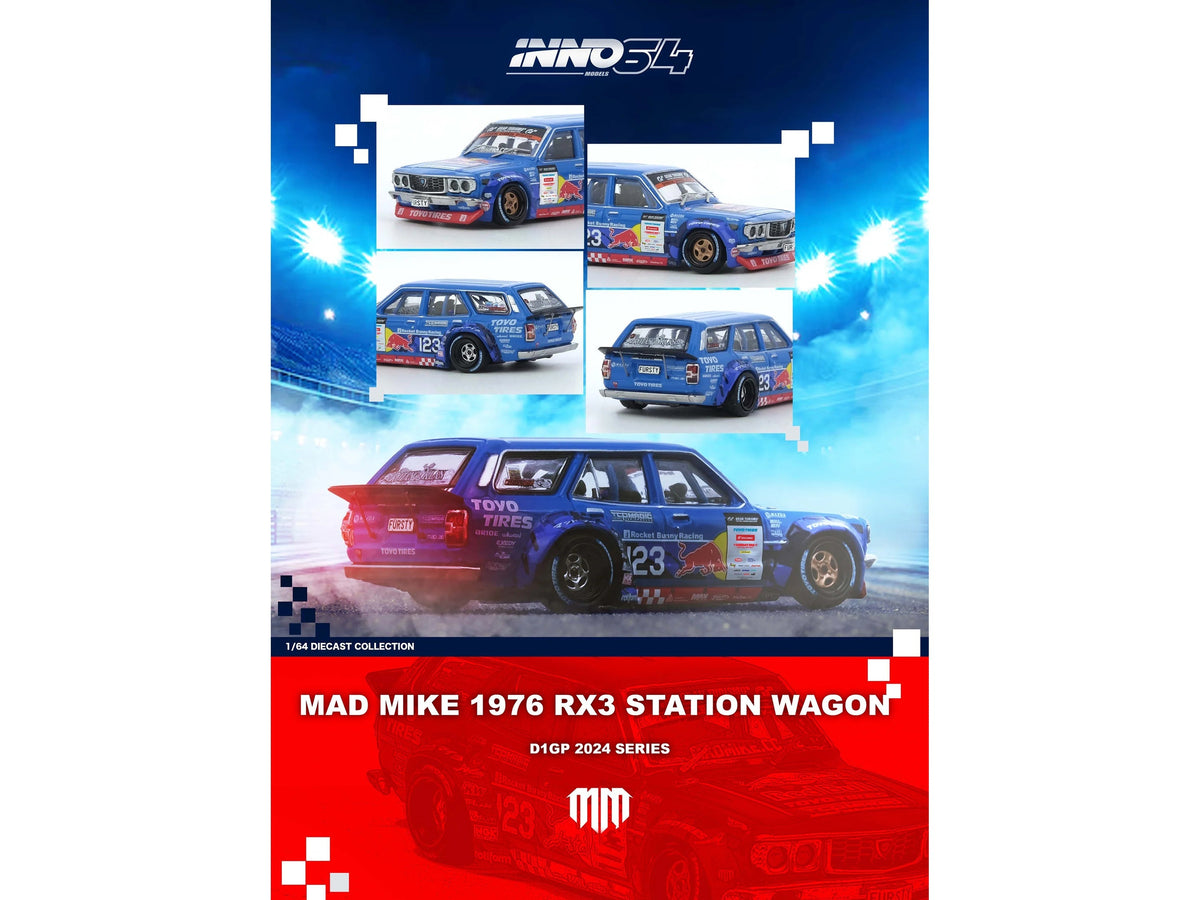 1976 Mazda RX3 Station Wagon RHD (Right Hand Drive) #12 "Mad" Mike Whiddett "D1 Grand Prix" (2024) 1/64 Diecast Model Car by Inno Models