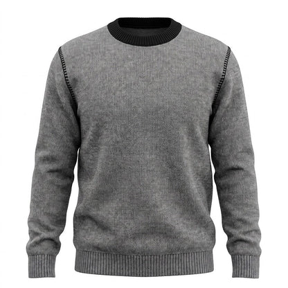 Double Zipper Round Neck Long Sleeve Sweater Men
