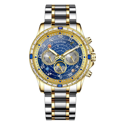 Mens Diamond-Embellished Fully Automatic Mechanical Watch