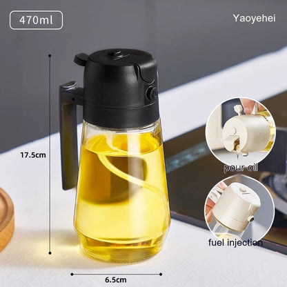 470ml Olive Oil Sprayer Dispenser 2-in-1 Glass Bottle