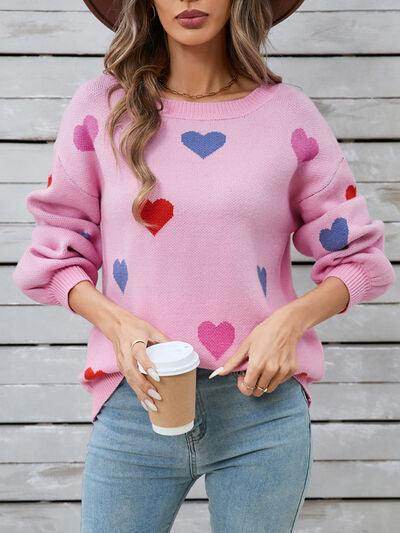 Angel Wings Heart Round Neck Long Sleeve Sweater for Women