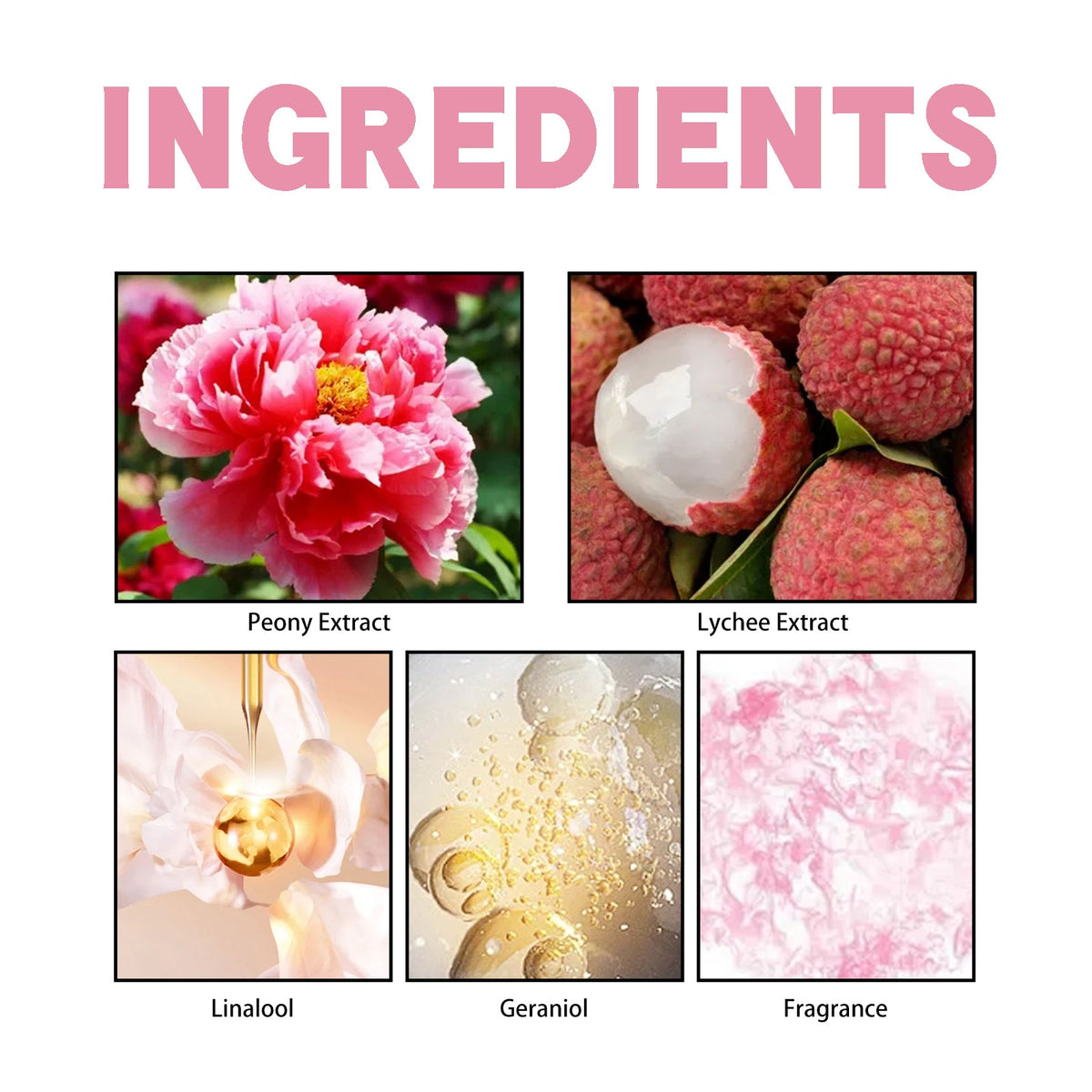 Peony Lychee Scent Experience Perfume, Natural Fresh Lasting Fragrance Atmosphere Portable Niche Perfume