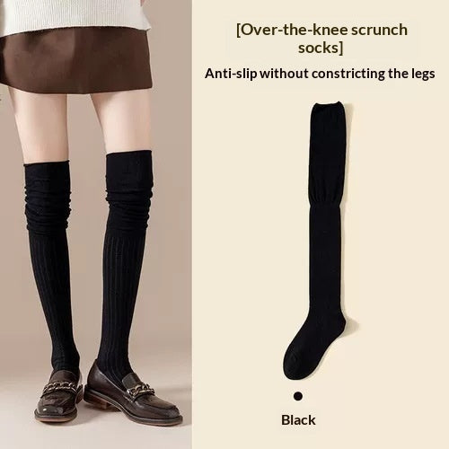 Women's Over-the-knee Socks Thin Cotton Vertical Striped Patchwork High-top Style