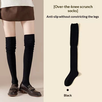 Women's Over-the-knee Socks Thin Cotton Vertical Striped Patchwork High-top Style