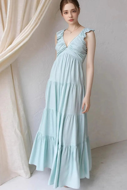 Ruffled V-Neck Tiered Dress