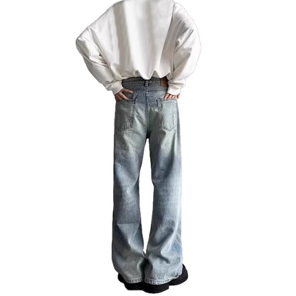 Retro Distressed Loose Straight-leg Wide-leg Pants