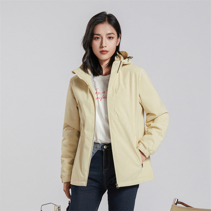 Couple Single-layer Jacket Windproof Sports Fleece-lined Padded Overalls