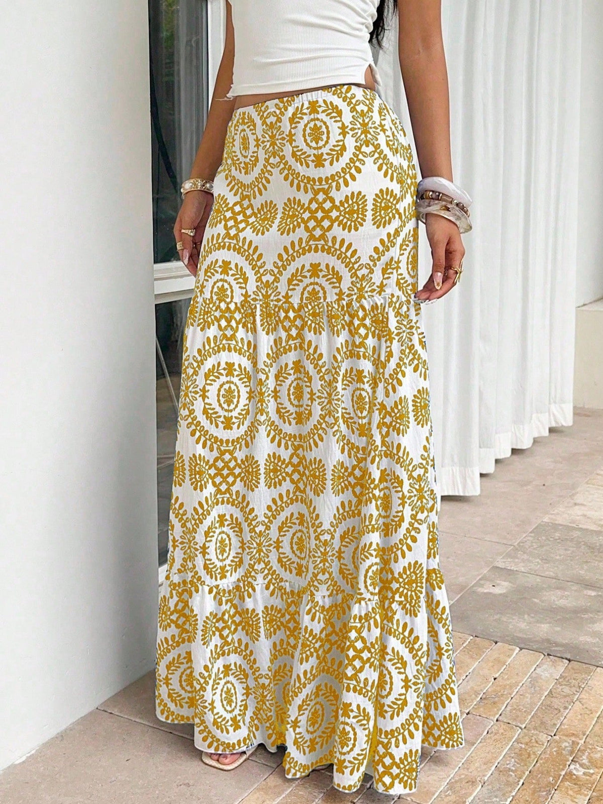 Womens Skirt Bohemian-style Printed Dress