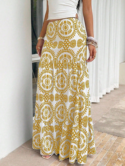 Womens Skirt Bohemian-style Printed Dress