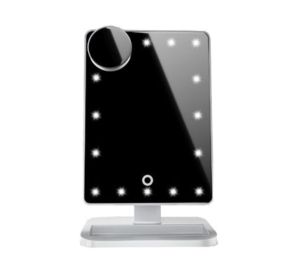 Touch Screen LED Makeup Mirror with Bluetooth Speaker and 10X Magnification