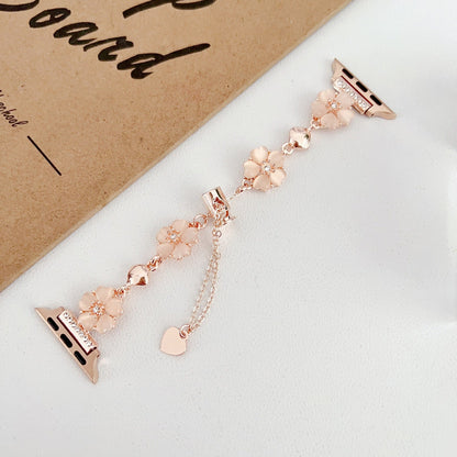 1 Style Heart-Shaped Flower Watch Band, Compatible With All Major Smartwatch Brands