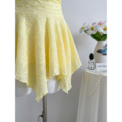 New Lace Panelled Waist Cinching Tube Dress