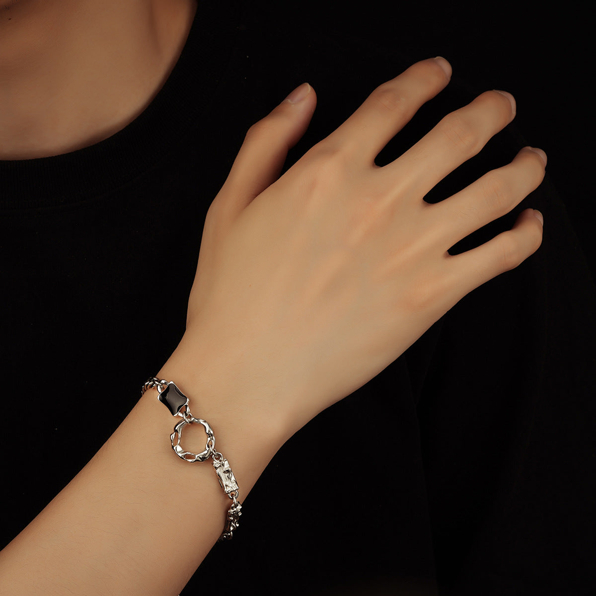 Titanium Steel Non-fading Versatile Zircon Bracelet For Men