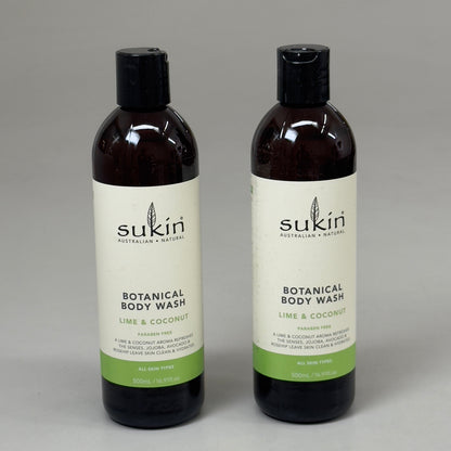SUKIN (2 PACK) Lime & Coconut Hydrating Vegan Natural Lotion 500 ml B003VJVSPS