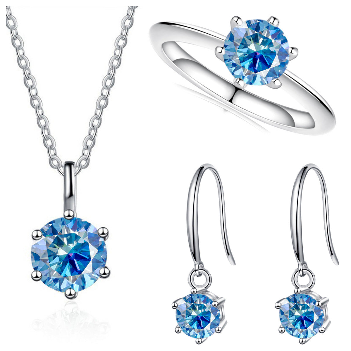 3-Carat Sterling Silver Moissanite Jewelry Set