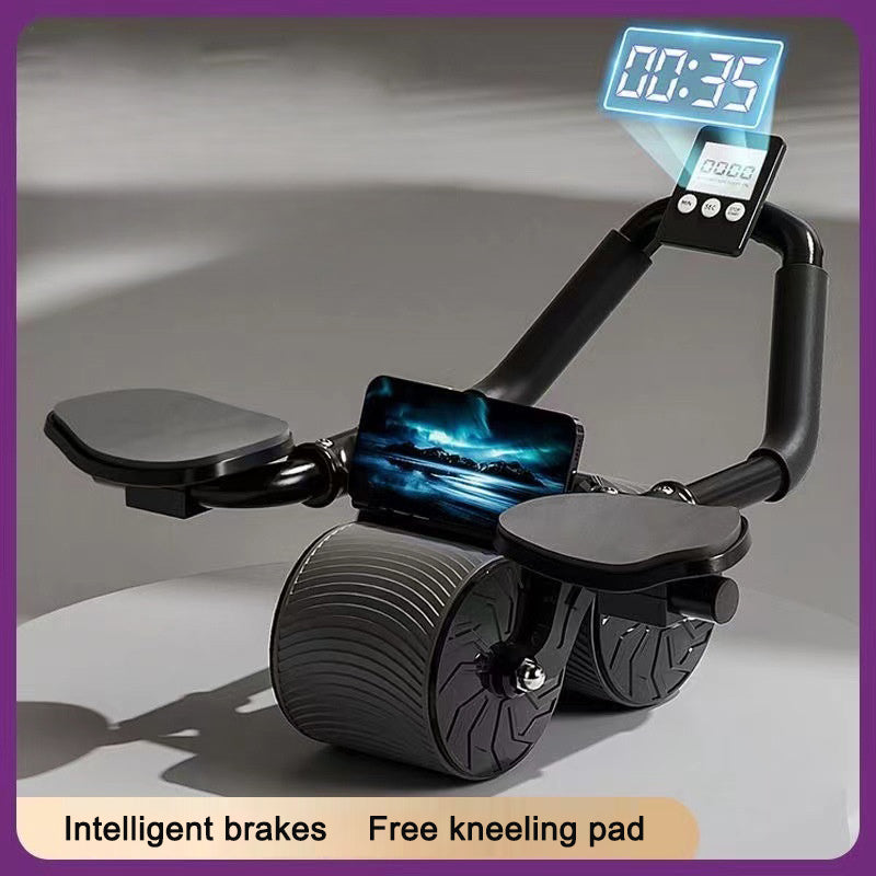 Automatic rebound abdominal compression and abdominal muscle training equipment for both men and women using elbow support rollers