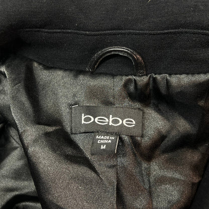 BEBE Studded Leather Button Closure Jacket Women's Sz M Black (Pre-Owned)