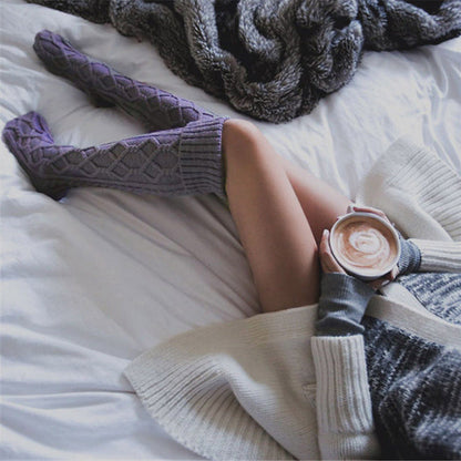 Twist Over The Knee Stockings Bunching Socks Women