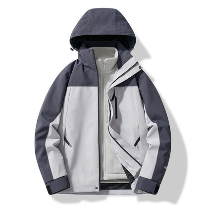 Three-in-one Outdoor Keep Warm Couple Color Matching Shell Jacket