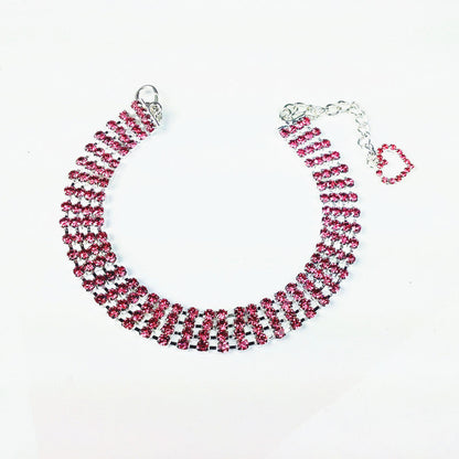Four-row Rhinestone Pet Collar Dogs And Cats Heart-shaped Chain