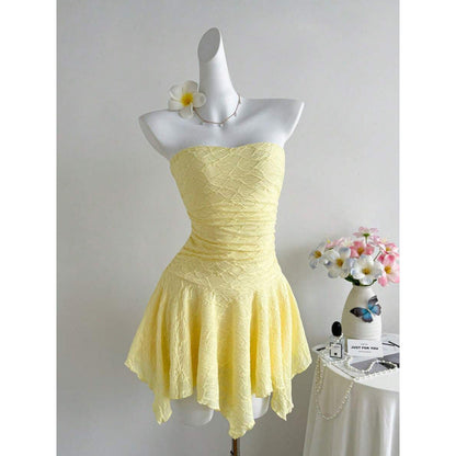 New Lace Panelled Waist Cinching Tube Dress