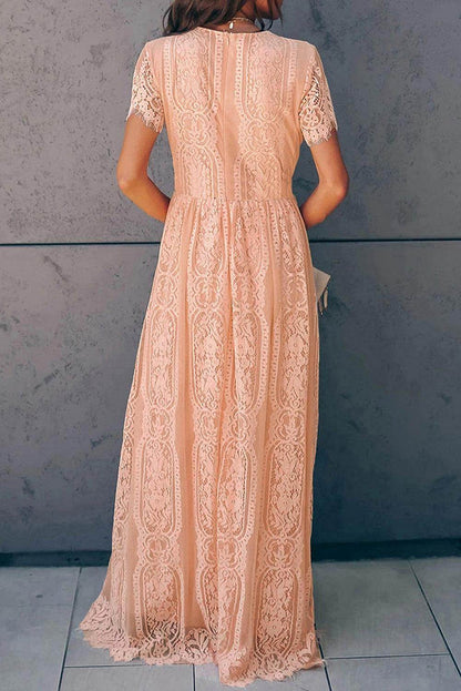 Scalloped Trim Lace Plunge Dress for Elegant Occasions