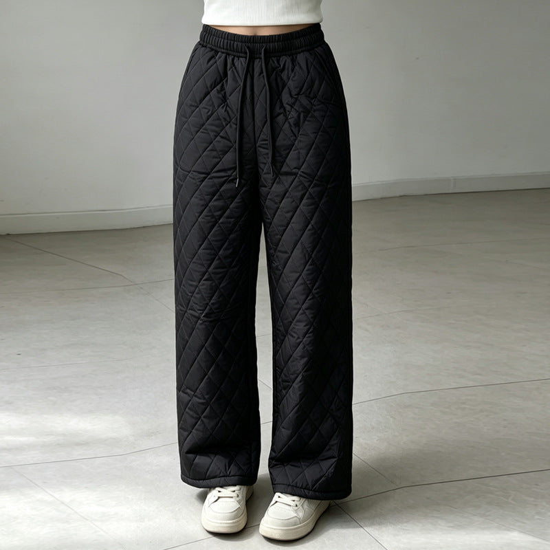 Retro Elastic-waist Ultrasonic Cotton Pants