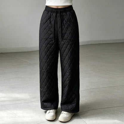 Retro Elastic-waist Ultrasonic Cotton Pants