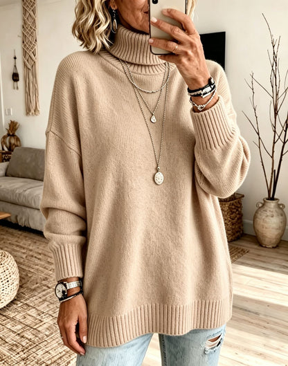 Women's Solid-color Loose-fitting Turtleneck Sweater