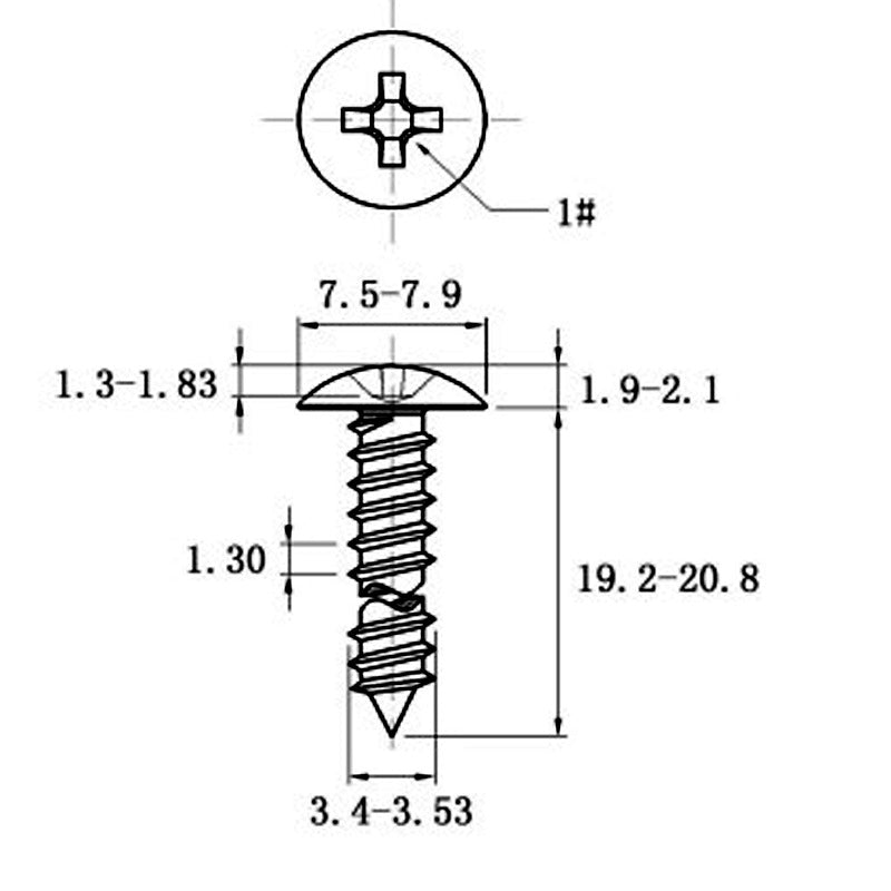 Stainless Steel Cross Big Head Self-tapping Screw Mushroom-shaped Haircut Round Head