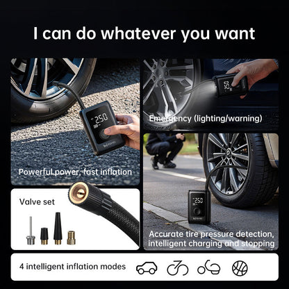 150PSI Rechargeable Electric Tire Pump with Light & LCD: for cars, bikes