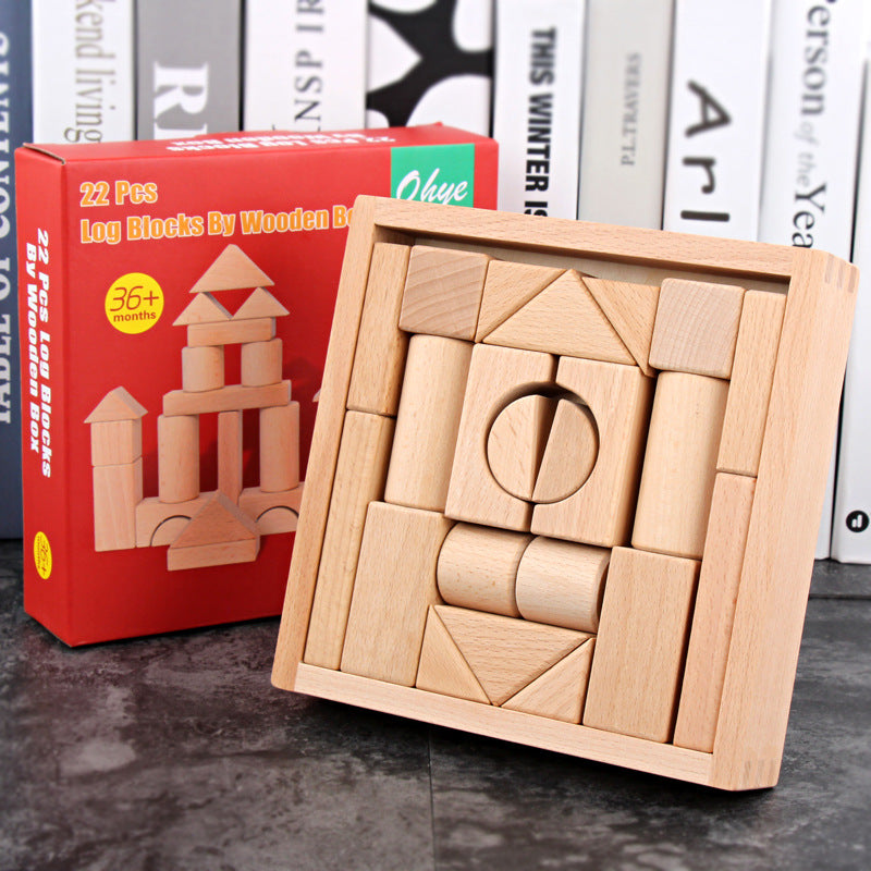 Puzzle Wooden Children's Wooden Boxed Beech 22 Pieces Can Be Bitten Assembled Building Blocks Pile Up Early Education Toys