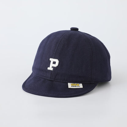 Children's Solid-color Letter P Three-dimensional Embroidered Adjustable Simple And Trendy Soft-brim Baseball Cap Suitable For Outdoor Outings