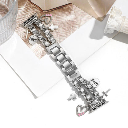 For Iwatch Strap Xiaoxiang Style Iwatch6543 Generation Denim Chain Metal BraceletXiaoxiang Style Strap