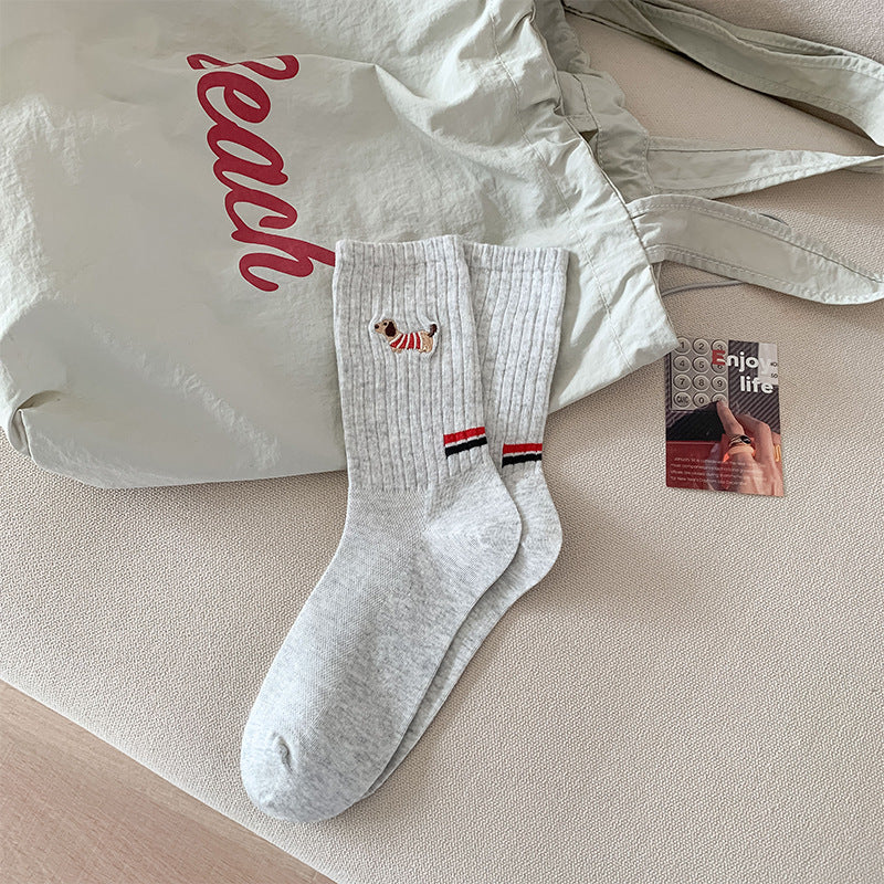Personality Puppy Embroidered Socks Children