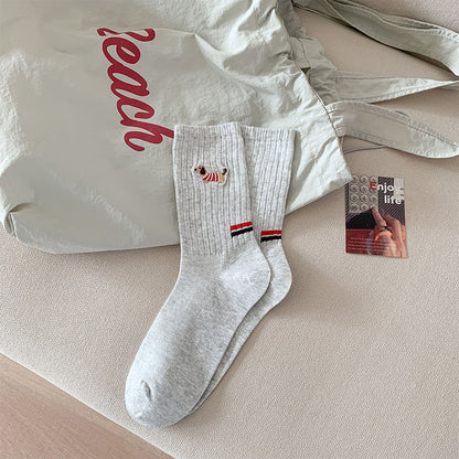 Personality Puppy Embroidered Socks Children