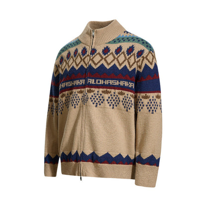Retro Jacquard Cardigan Sweater For Men