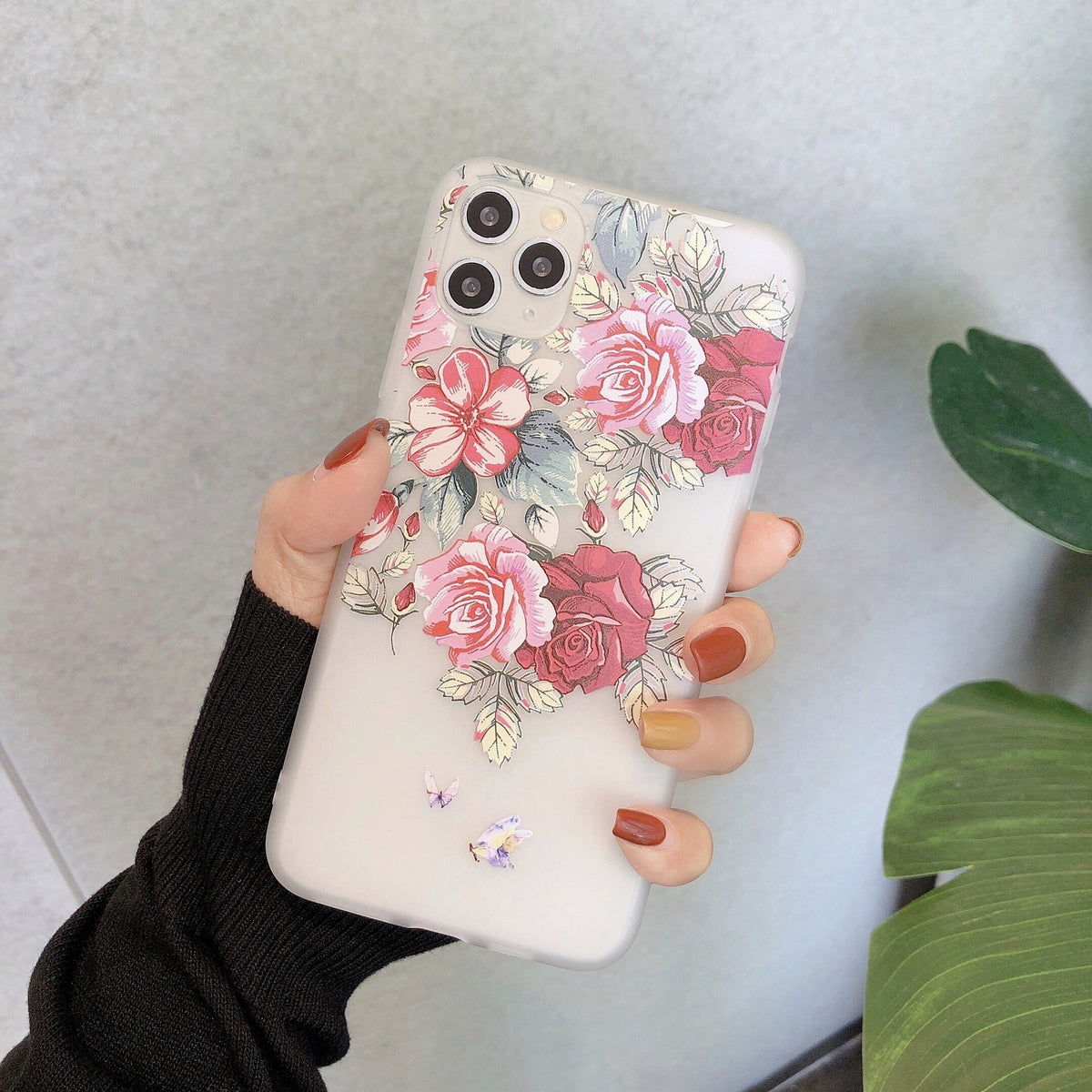 Frosted Transparent Creative Flower Phone Case