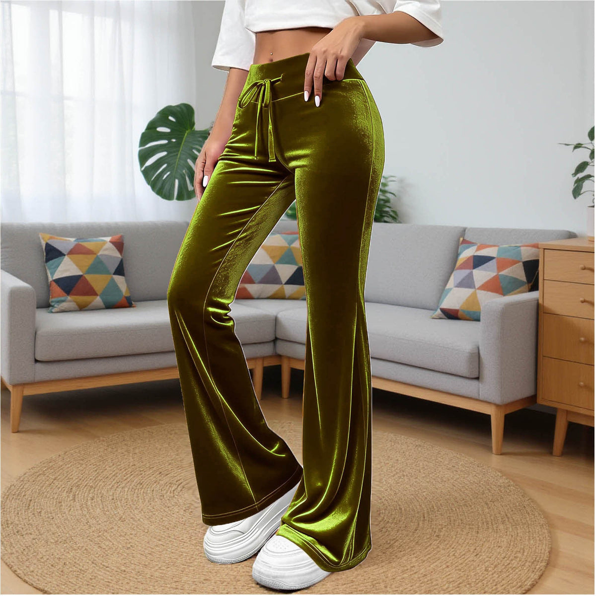 Commuter Slimming Casual Flared Pants Velvet Draped Long Trousers