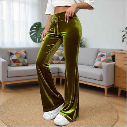 Commuter Slimming Casual Flared Pants Velvet Draped Long Trousers