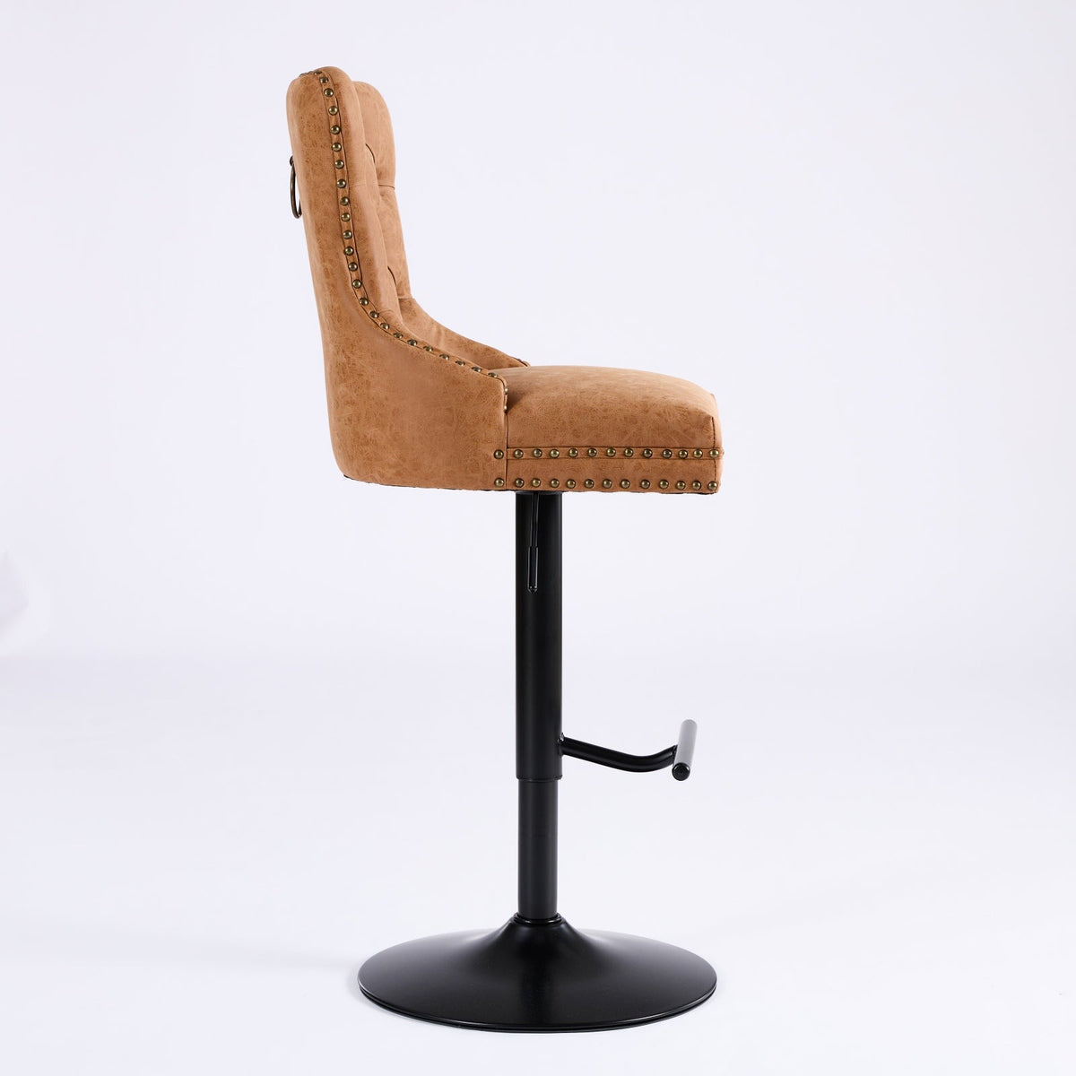 Vintage PU rotating bar stool, seat height adjustable from 25-33 inches, modern bar stool (orange, 2-piece set)