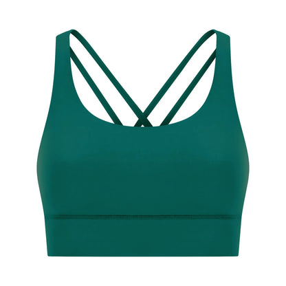 Cross back yoga bra brushed bare high-strength shock-absorbing gathering sports vest for women