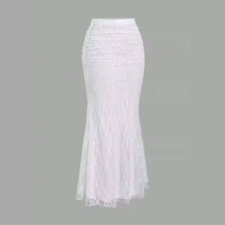 Womens Sheer Lace Hollowed-Out Fishtail Skirt