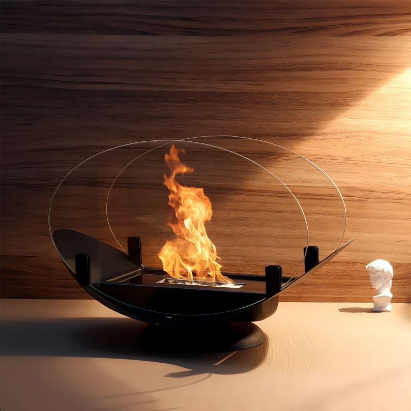 Small outdoor alcohol fireplace lamp indoor real fire heating atmosphere desktop rotating flame circular fireplace