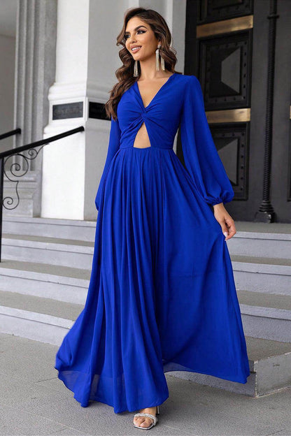Twist Front Cutout Long Sleeve Dress for Elegant Style