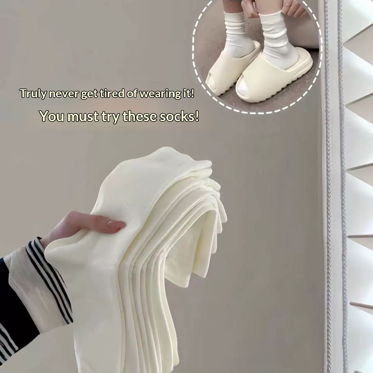 Stylish Boneless Postpartum Socks For Women Solid-color Mid-calf Socks