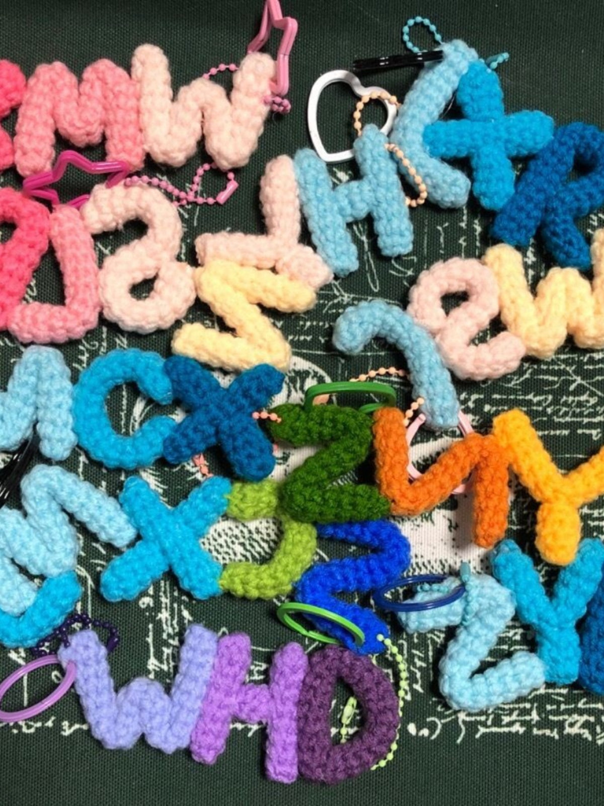 Wool Crochet Letter Pendant Keychain Kit