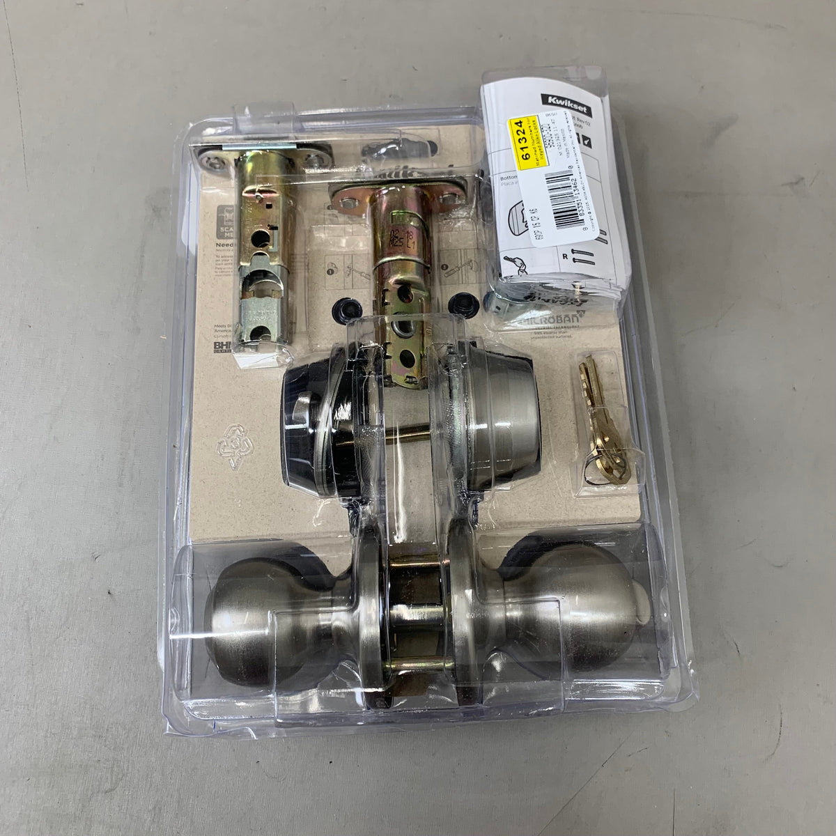 KWIKSET Single Cylinder Deadbolt Keyed Entry Door Knob Combo 2-3/8"x 2-3/4" Silver 96900-320