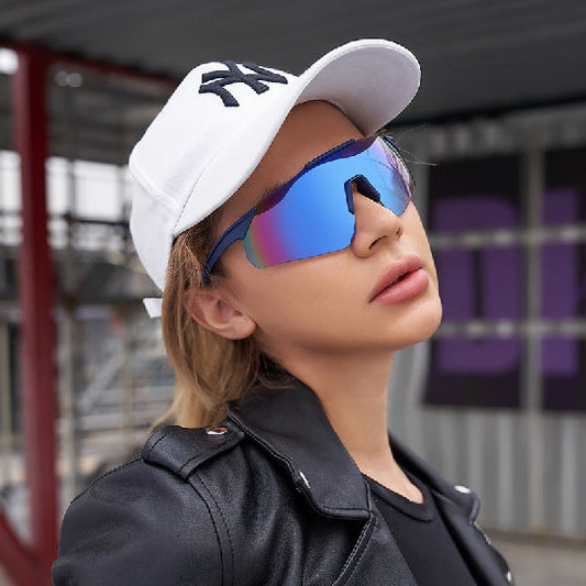 Colorful Cycling Sunglasses For Women With Advanced Sense Of Ins One-Piece Lenses For Outdoor Sports Sunglasses For Men